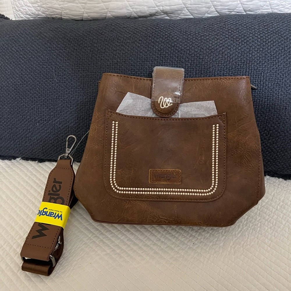 Wrangler Brown Leather Crossbody Bag
